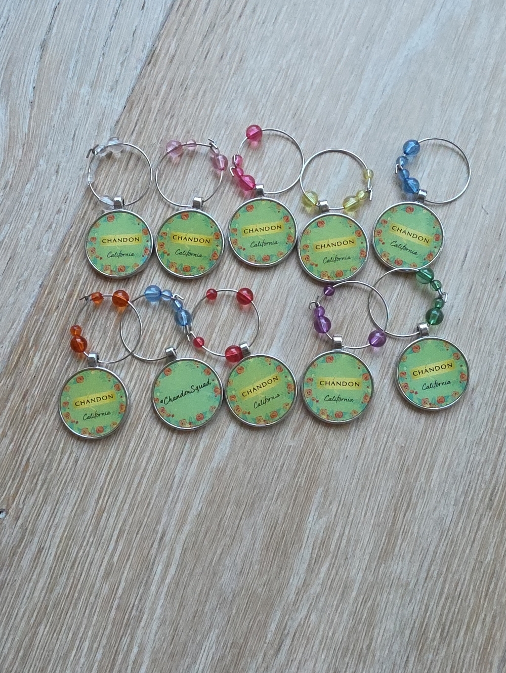 NWOT Chandon California Wine Glass Charms - Set of 10